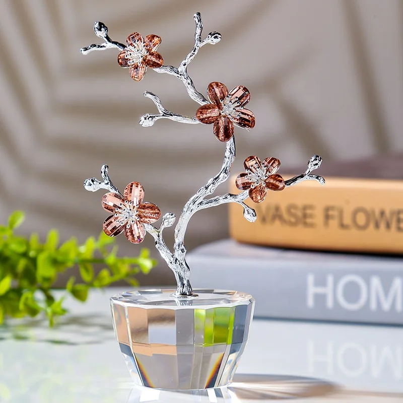 Wholesale Souvenir Home Decoration Wedding return gifts Crystal Flower Model Plum Blossom Valentine's  Gifts factory