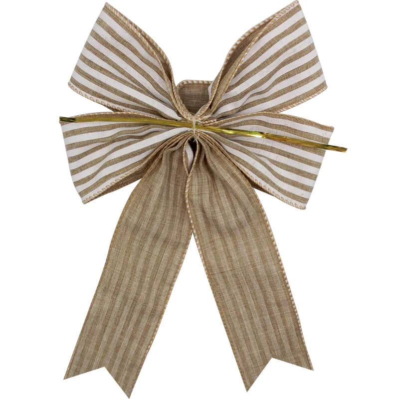 Burlap Beige Gold Tree Topper Bows | Christmas Tree Bow | Big Present