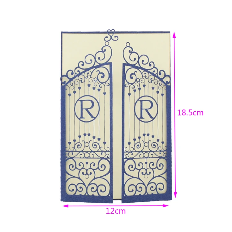 Navy blue personalized wedding invitations laser cut card