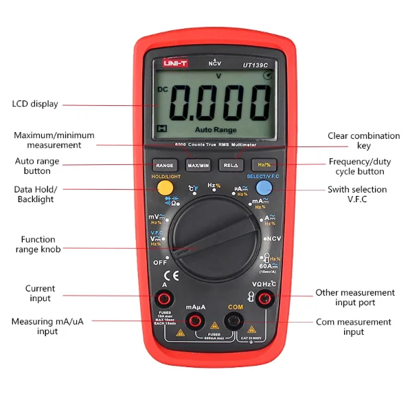 Unit Ut139c True Rms Digital Multimeter Auto Range Dc Ac Voltage