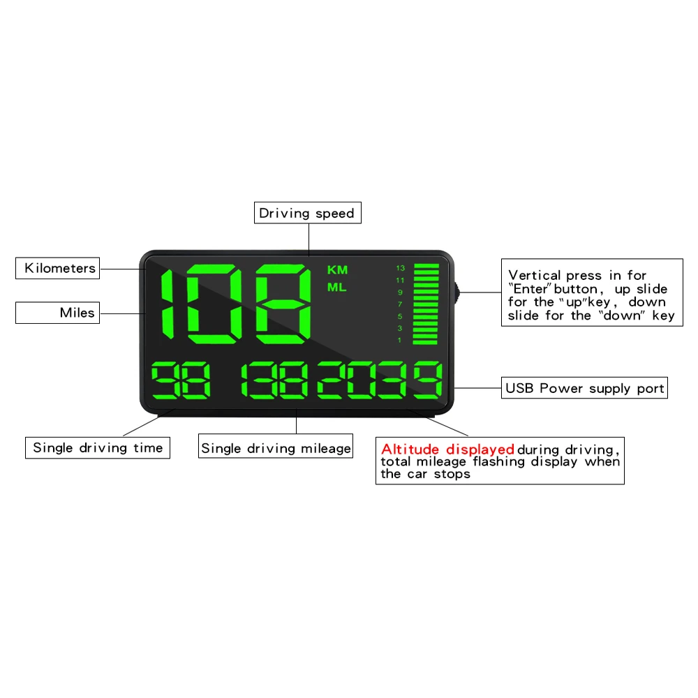 C90 Gps Speedometer Hud Display Car Hud With Overspeed Alarm Driving
