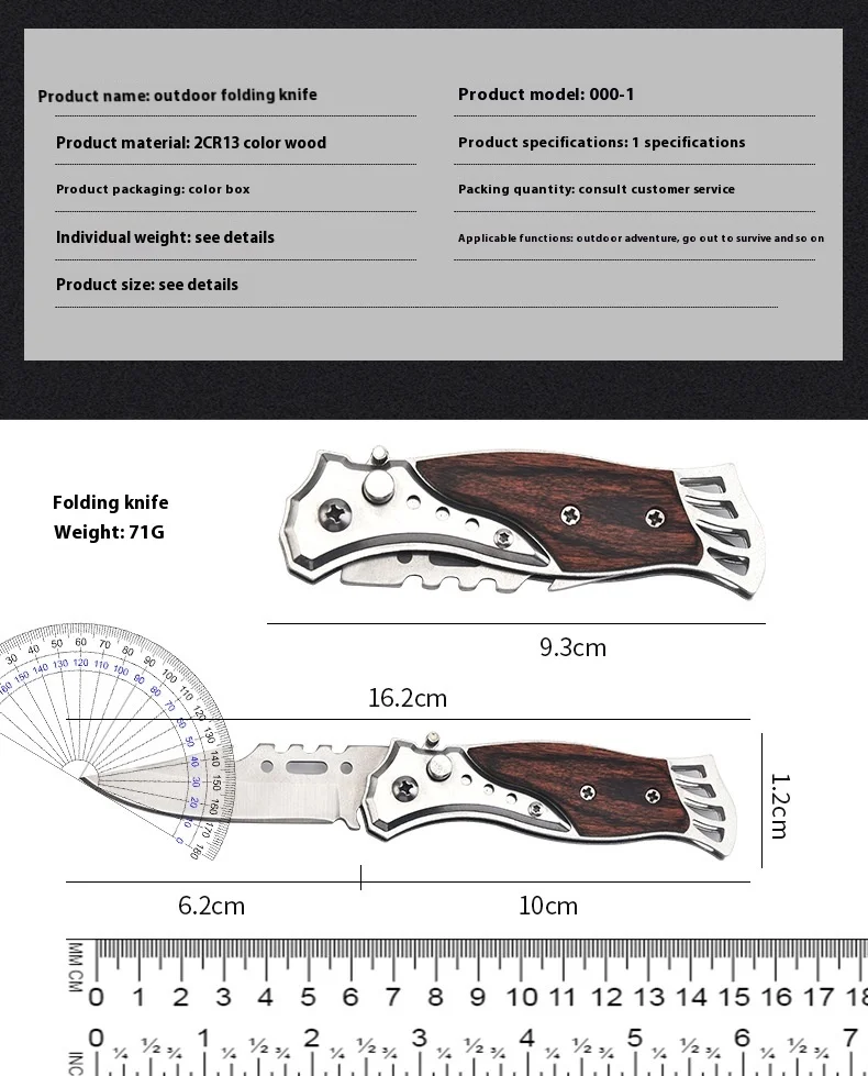 Portable Stainless Steel Mini Fruit Knife High Hardness Folding Wilderness Survival Cutting Blade Outdoor Rubber Grip for DIY