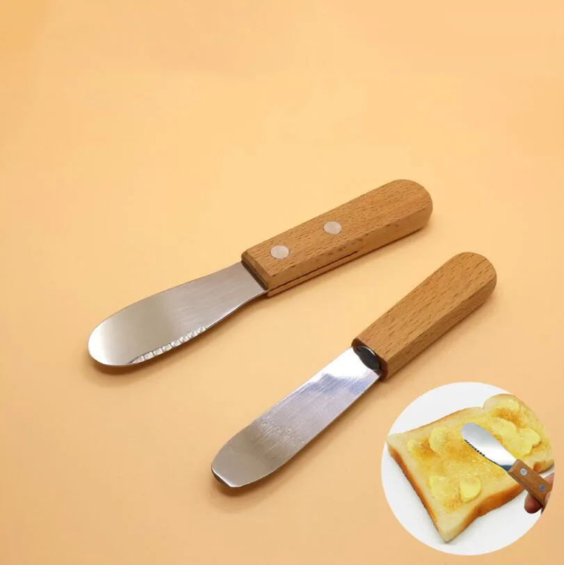 Natural Wooden Handle Sandwich Cream Cheese Condiment Knives Mini
