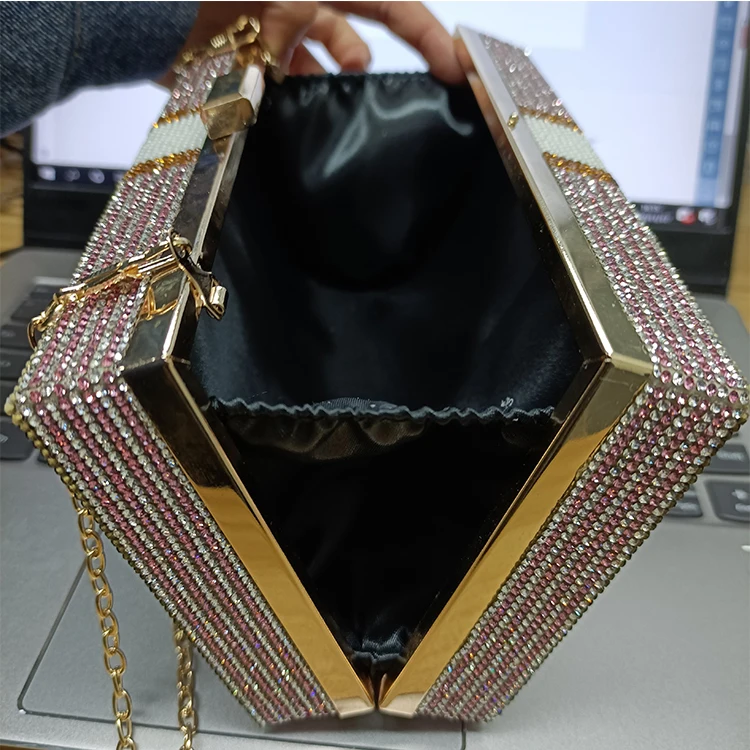 Luxy Moon Sparkly Crystal Money Clutch Bag Inside View