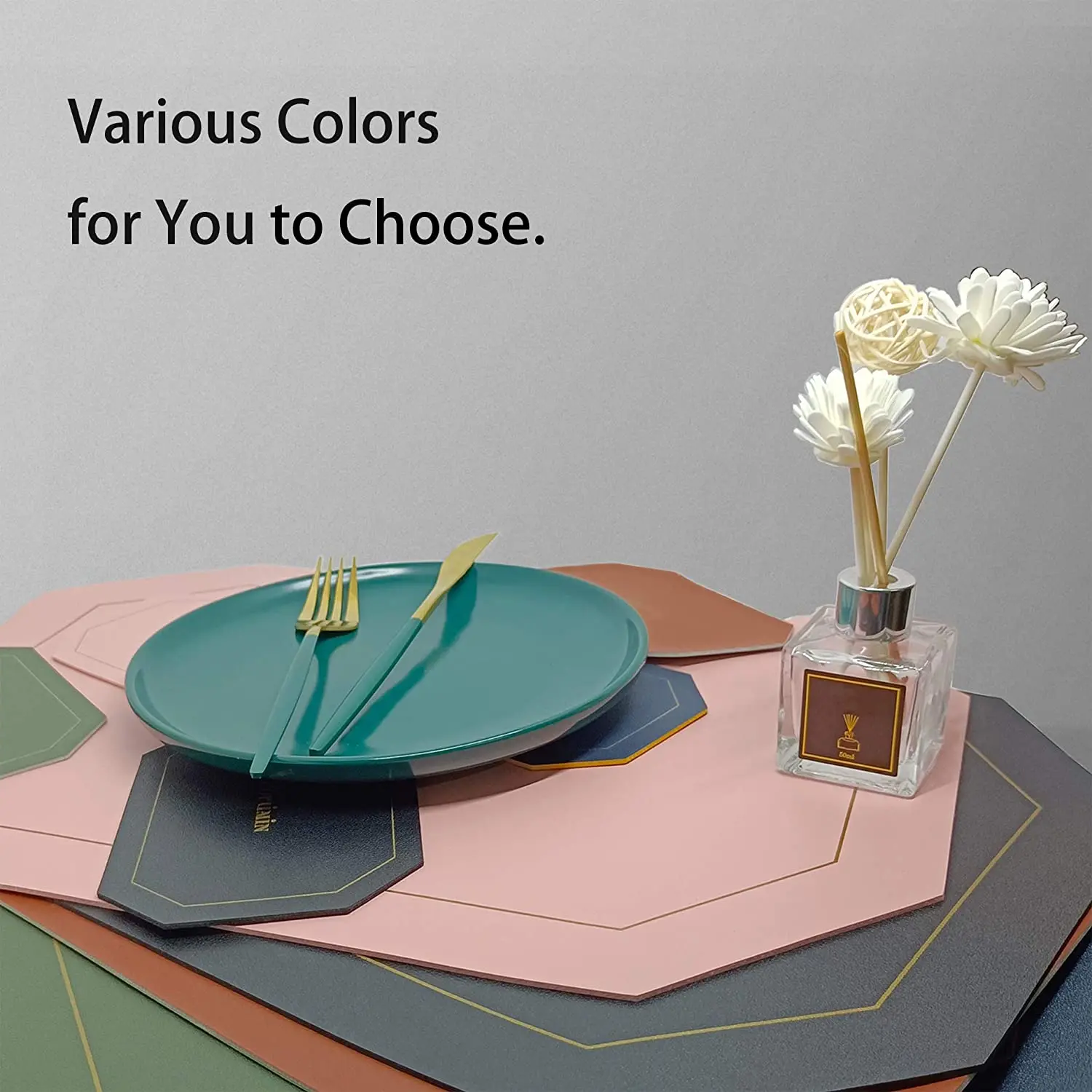 Pu Leather Table Mats And Coasters Set Heat Insulation Stain Resistant