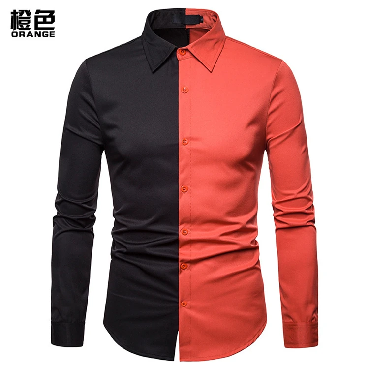 22 Streetwear Wholesale Long Sleeve Fitness Split Two Tone Color Block Custom Logo Cotton Half Black Half White Shirt For Men Buy Half Black Half White Shirt Half Shirt For Men Half Black