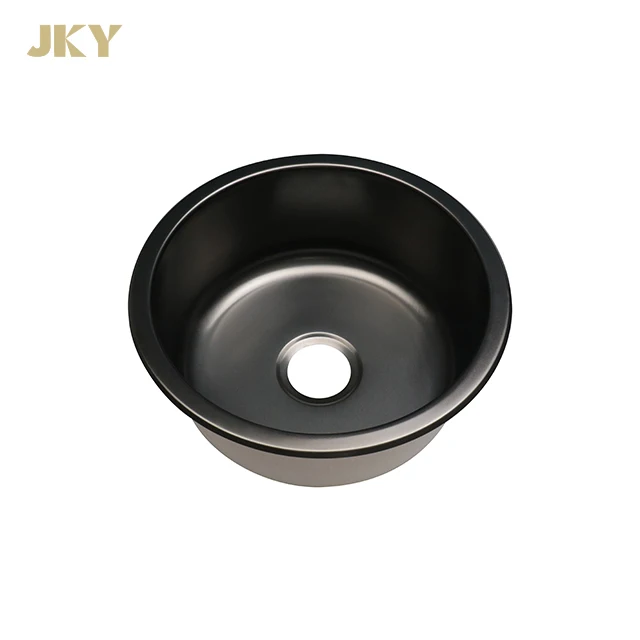Black Round Undermount Stainless Steel Kitchen Sink Nano Bar Island