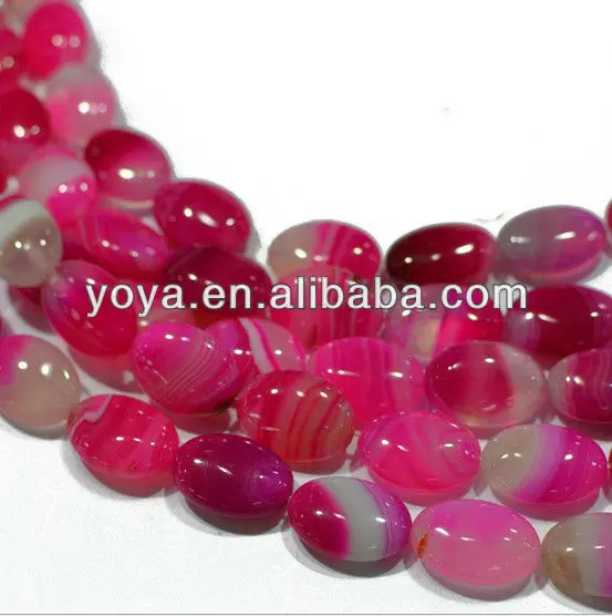 Natural peach pink stripe agate oval beads.jpg