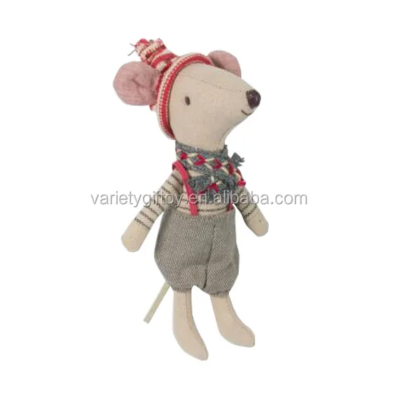 Christmas Handmade Cotton Fabric Stuffed Mouse Doll Stuffed Mouse Craft
