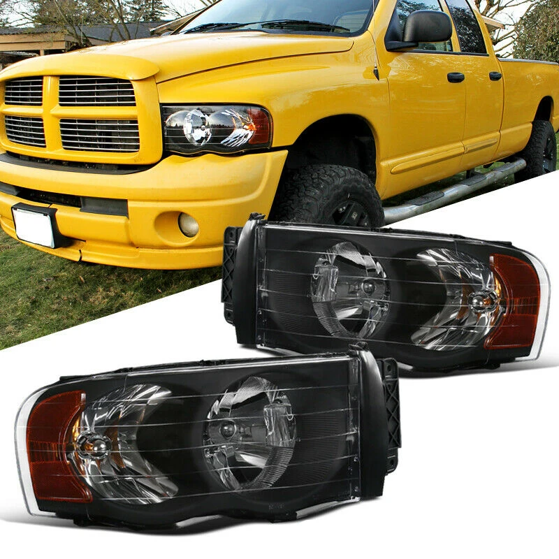 Black Car Headlight For 2002 2003 2004 2005 Dodge Ram Pickup 1500 ...