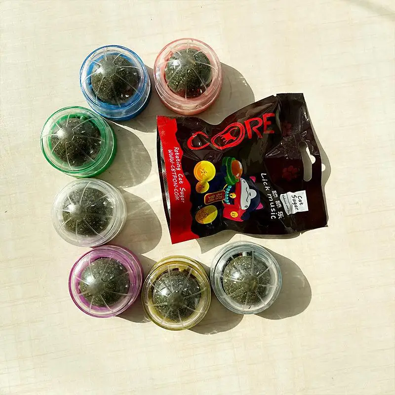 Cats Rotatable Catnip Ball Wall Sucker Lick Treat Toys Contail Catnip