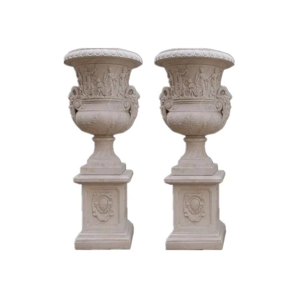 Garden Classical Decorative Stone Planter And Pedestals Buy Stone