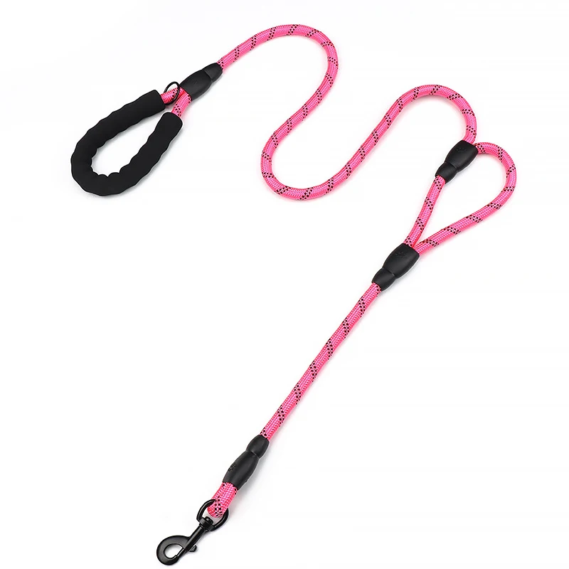 Dual Handle Dog Training Walking Leash Reflective Nylon Braided