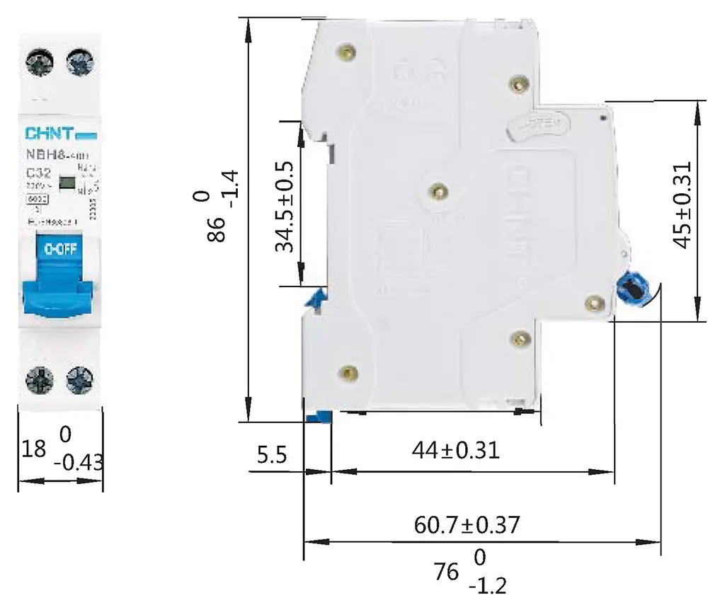 Chint NBH8-40 NBH4-40H Mini Circuit Breaker 1P+N DPN 1A 2A 3A 4A 6A 10A 16A 20A 25A 32A 40A Chnt Chint NBH8 MCB