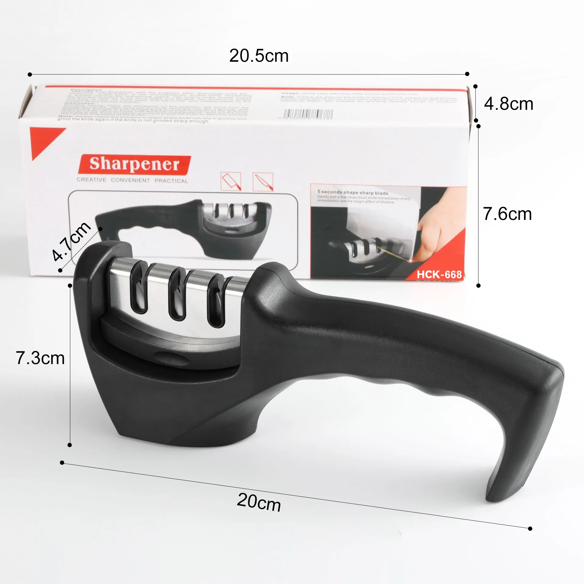 Three-Stage Ceramic Diamond Knife Sharpener - Handheld Kitchen Tool