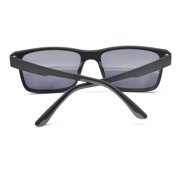 Mens 90s Classic Narrow Rectangular Black Plastic Rim Dad Sunglasses