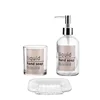 3-PIECE set Logo Print Glass Bath Accessory Set