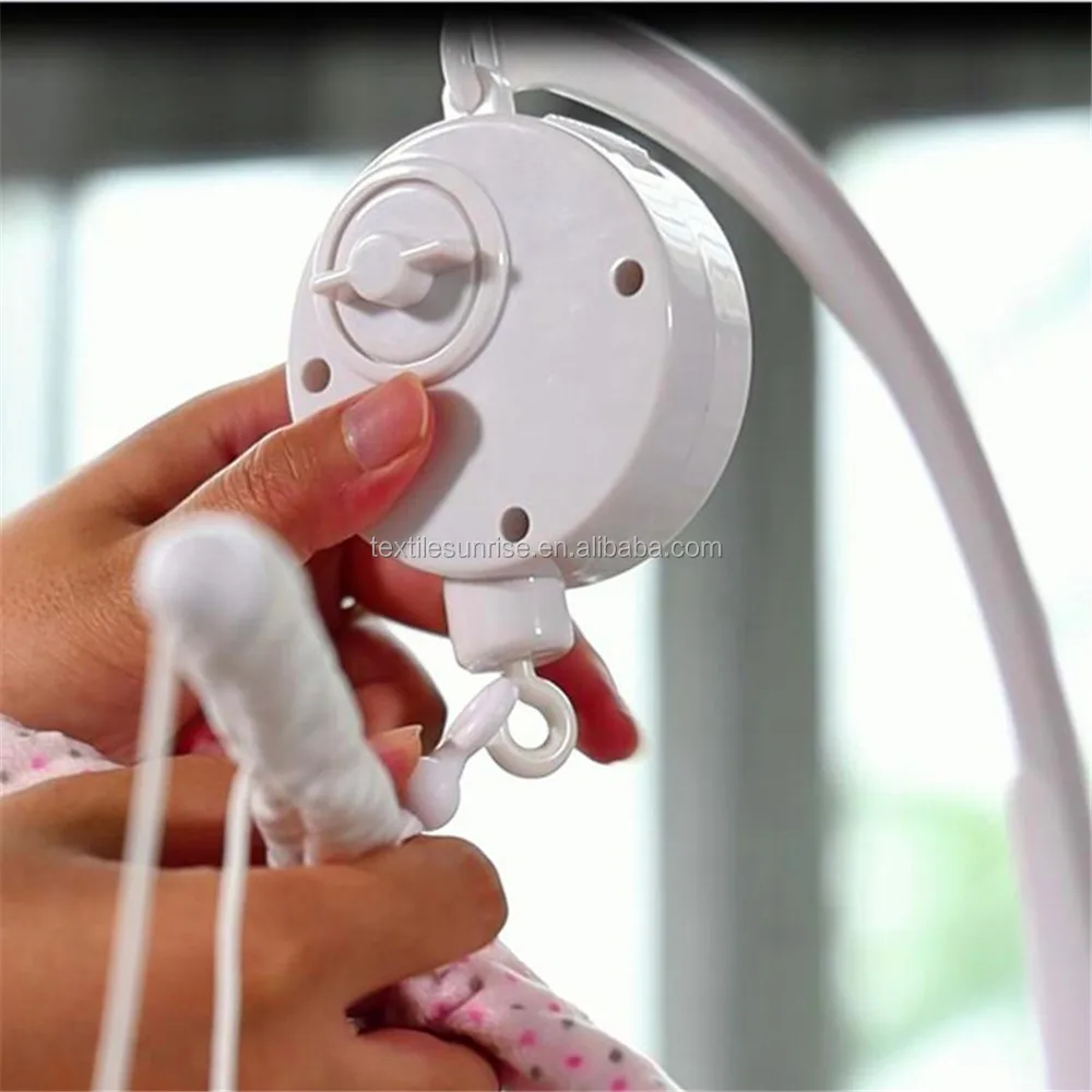 White Baby Crib Musical Mobile Plays Battery Operated 30/90 Songs With