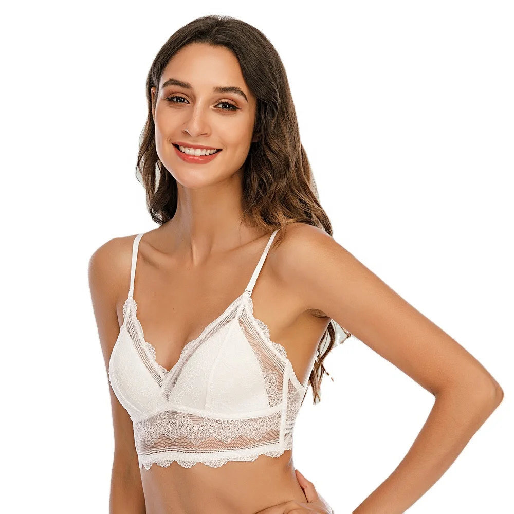 
2020 new design Ladies triangle cup wire free soft backless lace bra bralette sexy for ladies 