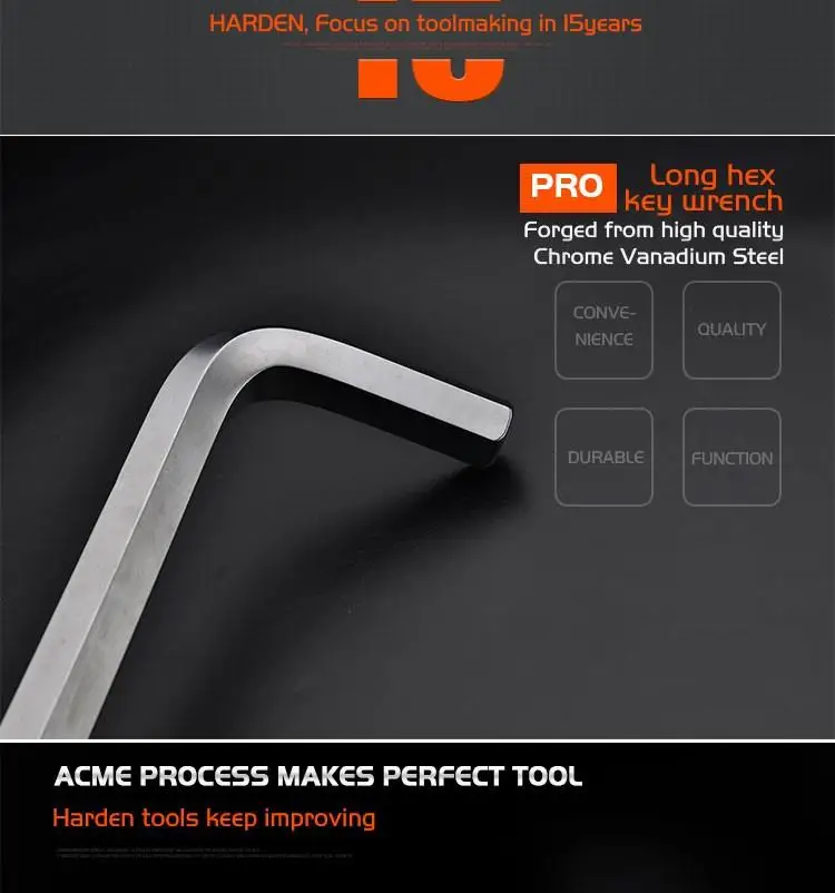 Multi Function Professional Chrome Vanadium Hand Tool Long Hex Key Wrench Set
