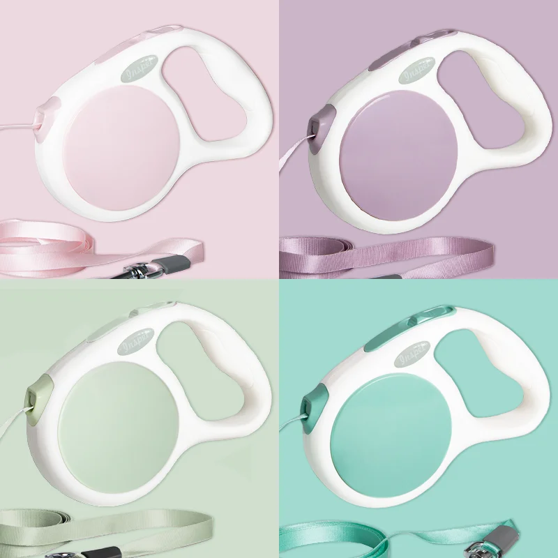 2021 New Customized Multicolor Durable Polyester Tangle-free Auto Retractable Pet Dog Leash for Walking Running
