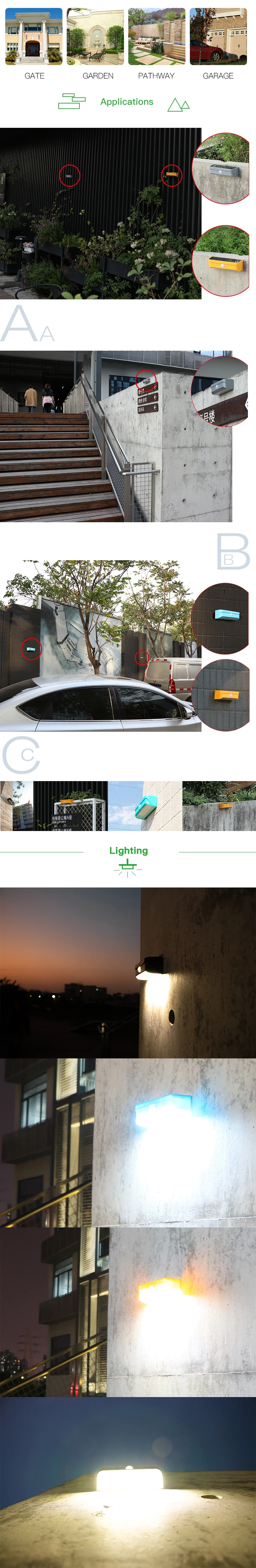 High Quality Solar Motion Sensor Led Stair Wall Light Outdoor Lamp For Decor Lighting Garden Decorative Lights