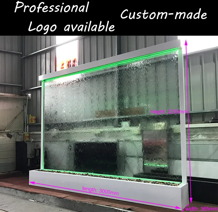 Indoor Floor Standing Glass Waterfall Wall Panel For Home Decoration