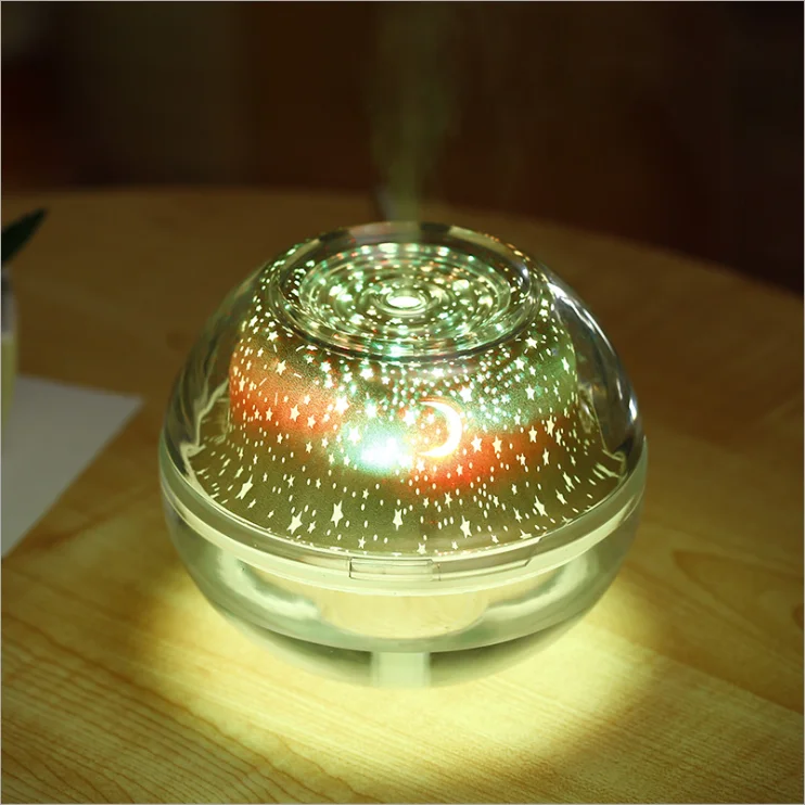 Romantic Creative Home Residential Crystal Humidifier USB Projection RGB Night Lamp