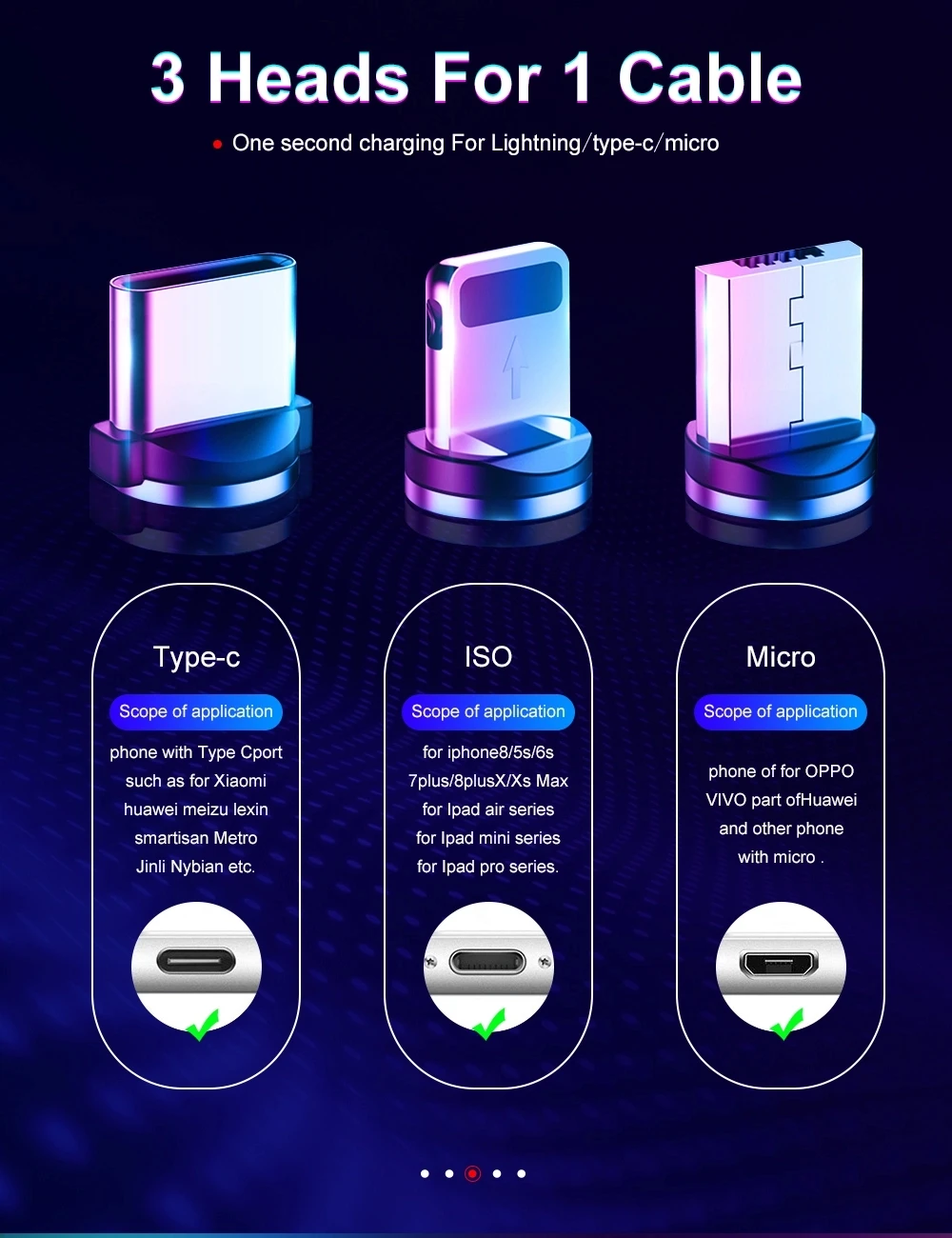 Custom Mobile Phone Fast LED Micro 3 in 1 Type C Magnetic Charging Data Losenda USB Cable - ANKUX.COM