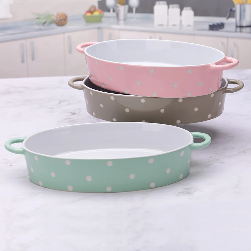 Ceramic Baking Tray Oem Design Accepted Oval Stoneware Bakeware With