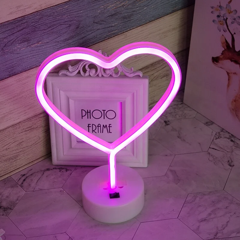 Romantic heart neon light sign table light for girl friend valentine's day christmas gift