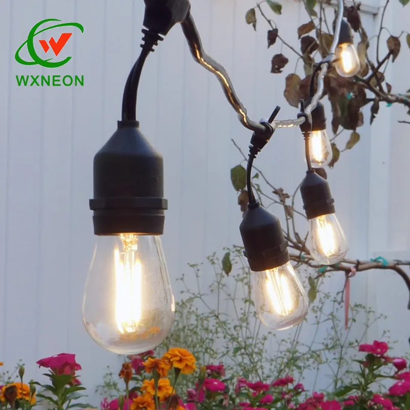 48FT 15 S14 Led Filament Bulbs Outdoor String Light Weatherproof Outdoor Light