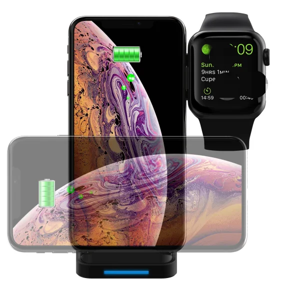 2 in1 Wireless Charger Dual Charging Units For smartwatch wireless charging stand
