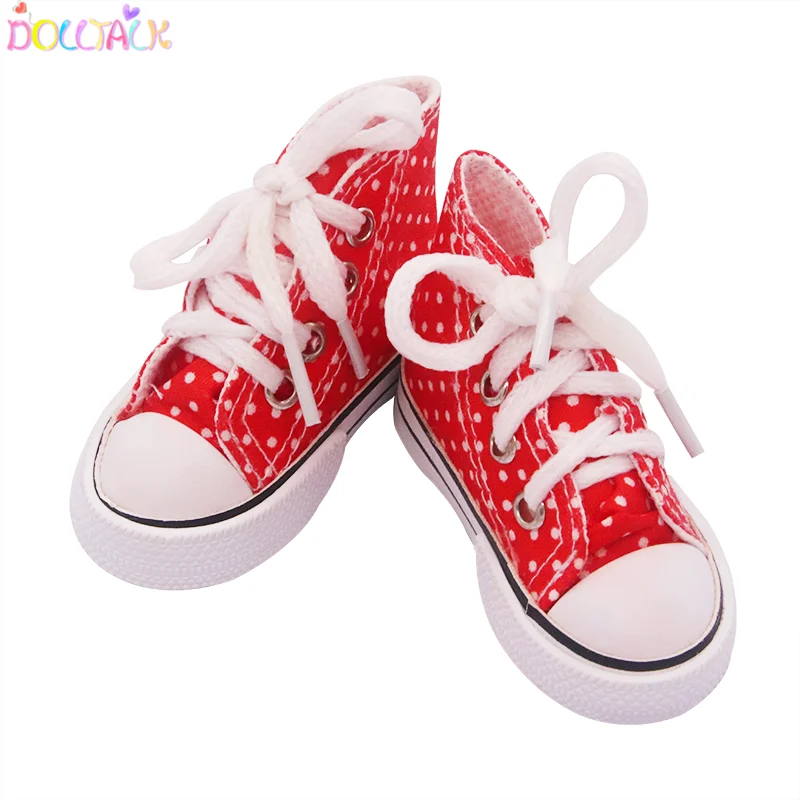 
Factory Direct BJD 7.5 CM Doll Shoes Classic Sneakers Yellow Lace Spotted Canvas Casual Shoes Doll Shoes 