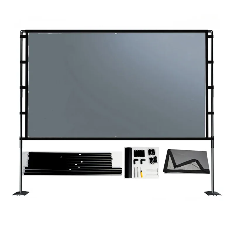 Side-by-side comparison of wavy vs. tab-tensioned rear projection screen surface