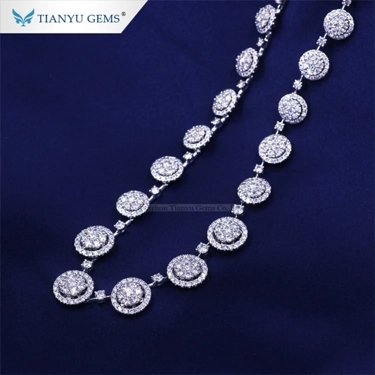 Tianyu Gems Jewelry Customized 10K Real Gold Colorless Moissanite Diamond Halo Engagement Charm Necklace 