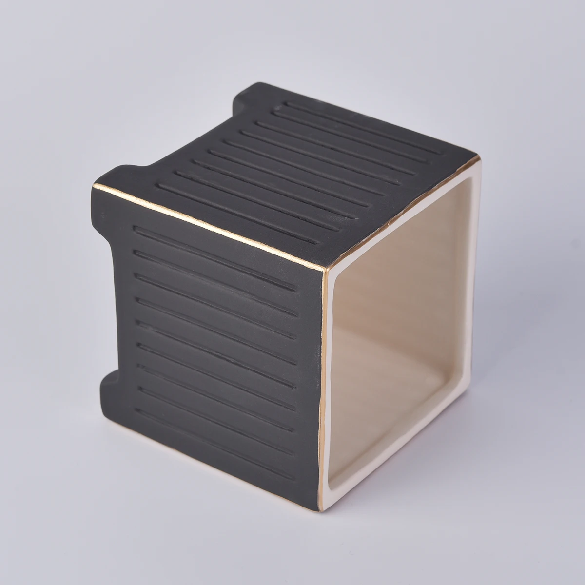 Square Black Ceramic Candle Vessels