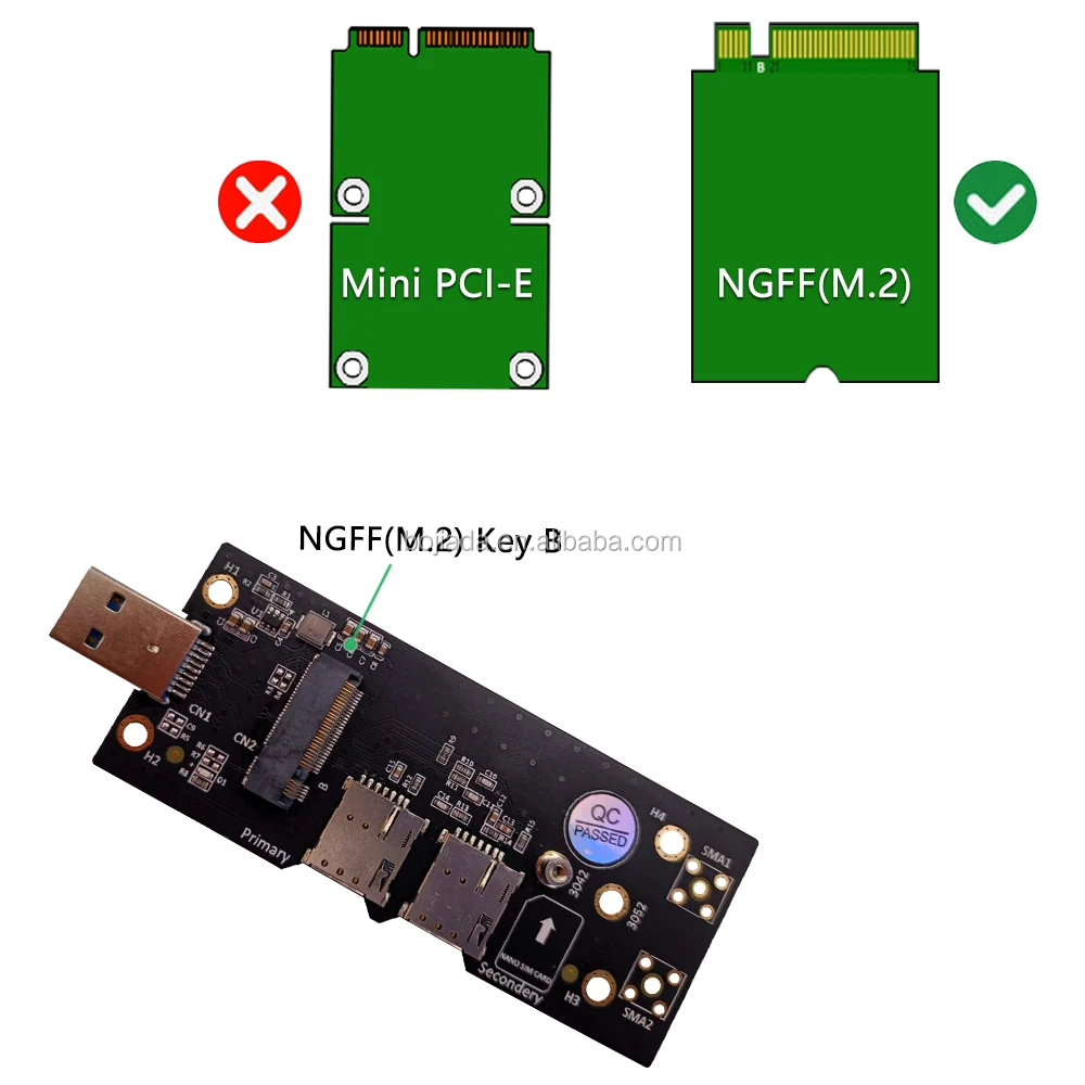 Ngff M.2 Key-b (b Key) Slot To Usb 3.0 Adapter Riser Card With Dual 2 ...