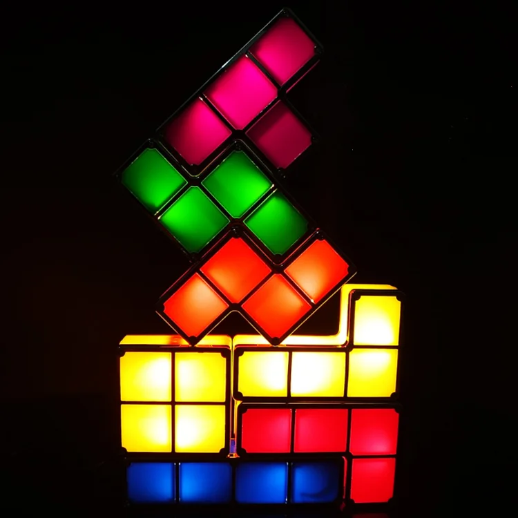 Diy Tetris Puzzle Led Night Light Colorful Constructible Block Night ...