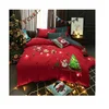 Promotional Multi sized Cotton Santa Claus Gift Bedding Christmas Bed Sheets Set 4in1 3in1 Home Textile Quilt Cover