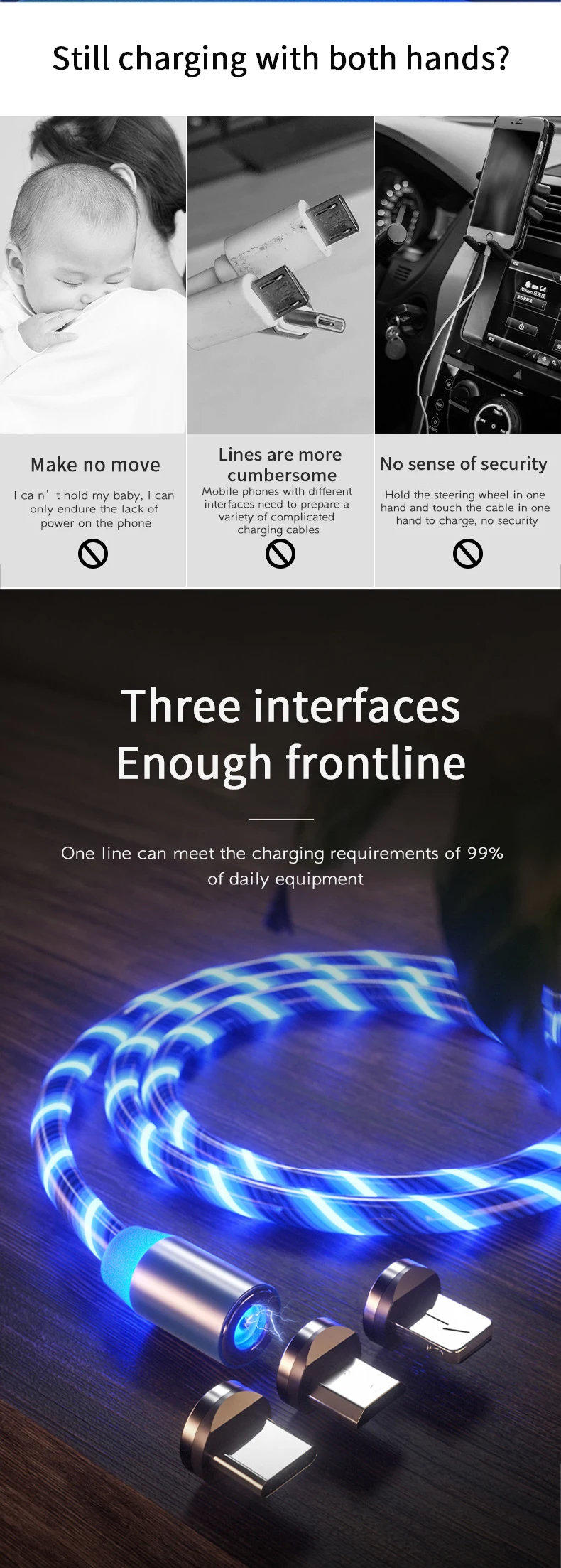 2020 New product Hot wholesale LED Flowing Light Magnetic Charging Cable Cellphone Fast Micro USB Cable Charger Data Cable Line - ANKUX.COM