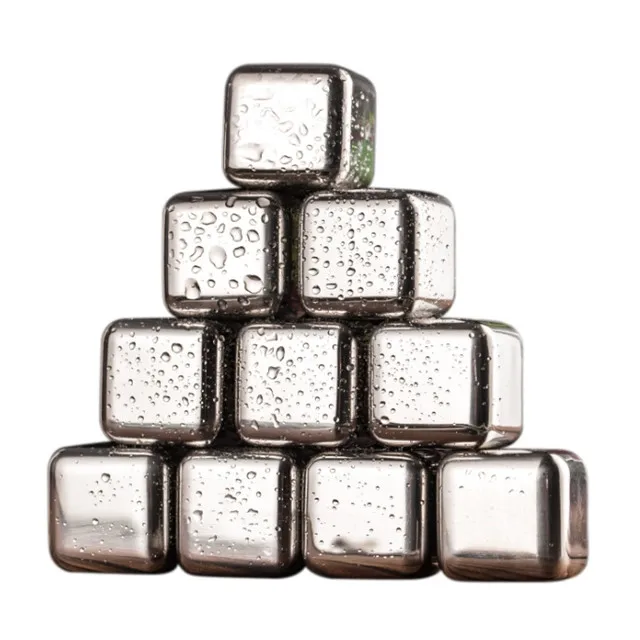 
Amazon Hot Selling Whiskey Chilling Stones Stainless Steel Ice Cube for Bar Accessories Gold Heart Diamond Gift box 