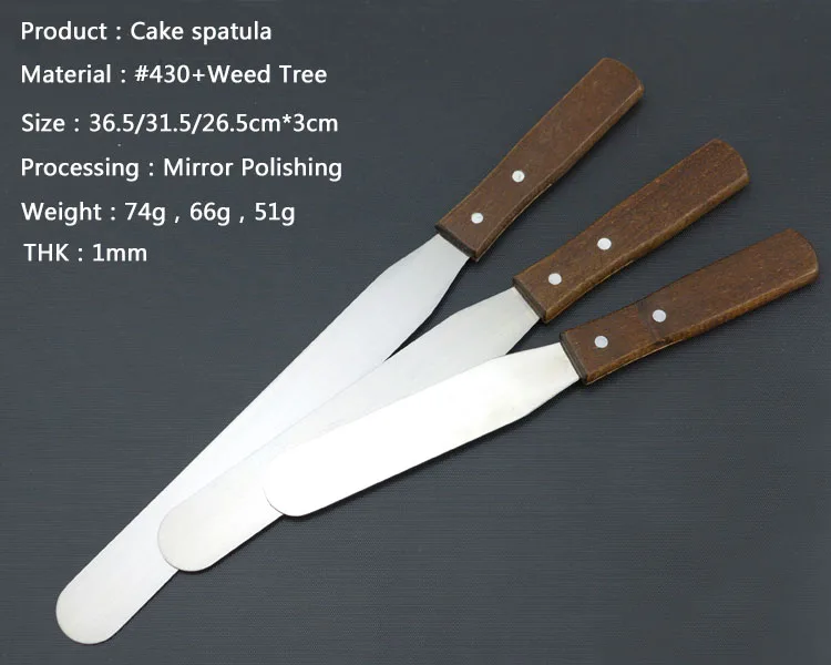 Chocolate Color Handle Cake Tool 3 Pcs Cake Spatula Set