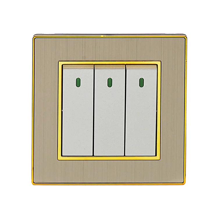 Acrylic Wall Switch Luxury Gold Design Light Switch 1/2/3/4gang Electrical Switch