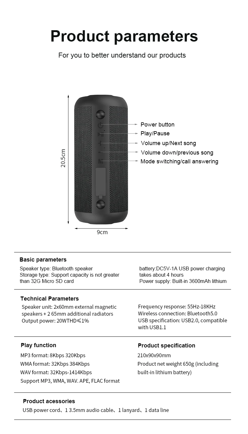 2020 waterproof Portable wireless blue-tooth mini speaker amplifier with TWS series connection FM Udisk TF Card handsfree rope - ANKUX.COM