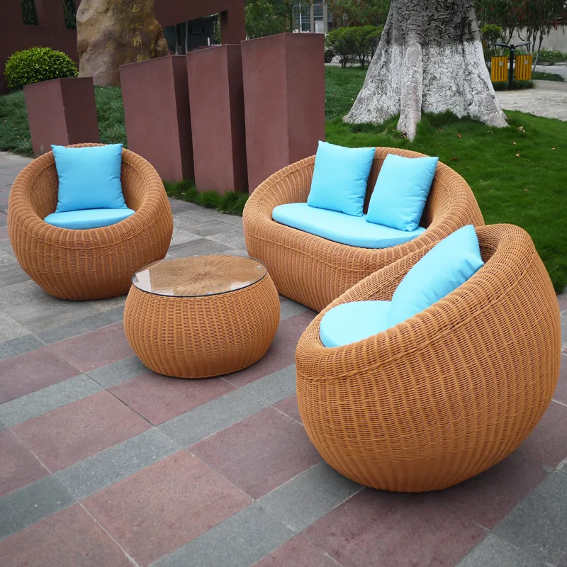 Pe Rattan Outdoor Furniture Coffee Table And Chair Waterproof Cushion