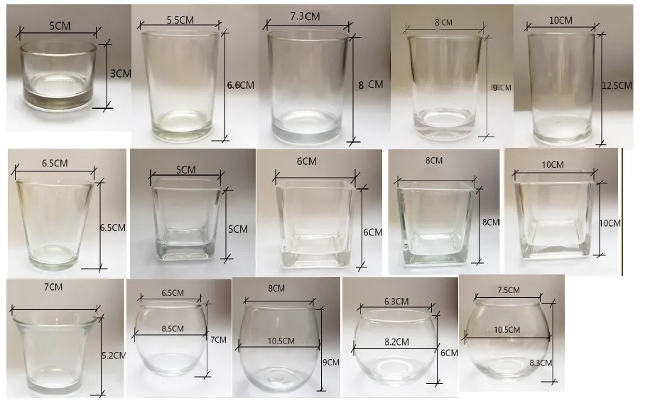 Wholesale Different Size And Shapes Clear Transparent Empty Candle Jars