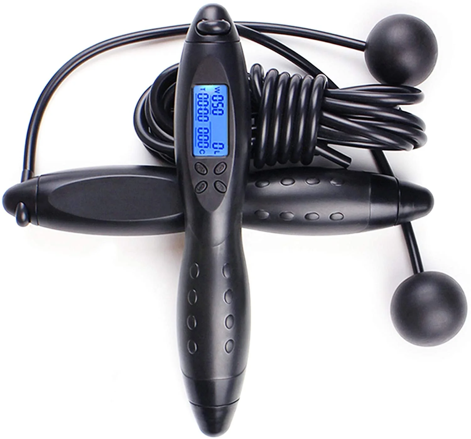 Jump Rope Digital Counting Adjustable Skipping Rope W/ Calorie Counter Fitness 