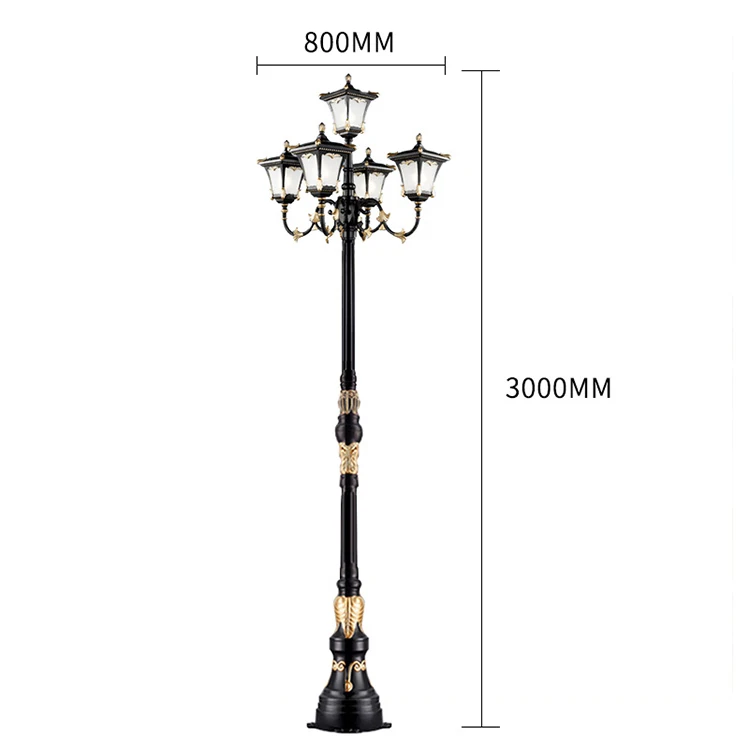 Factory antique lantern top multi-holder high pole light street yard garden post lamp