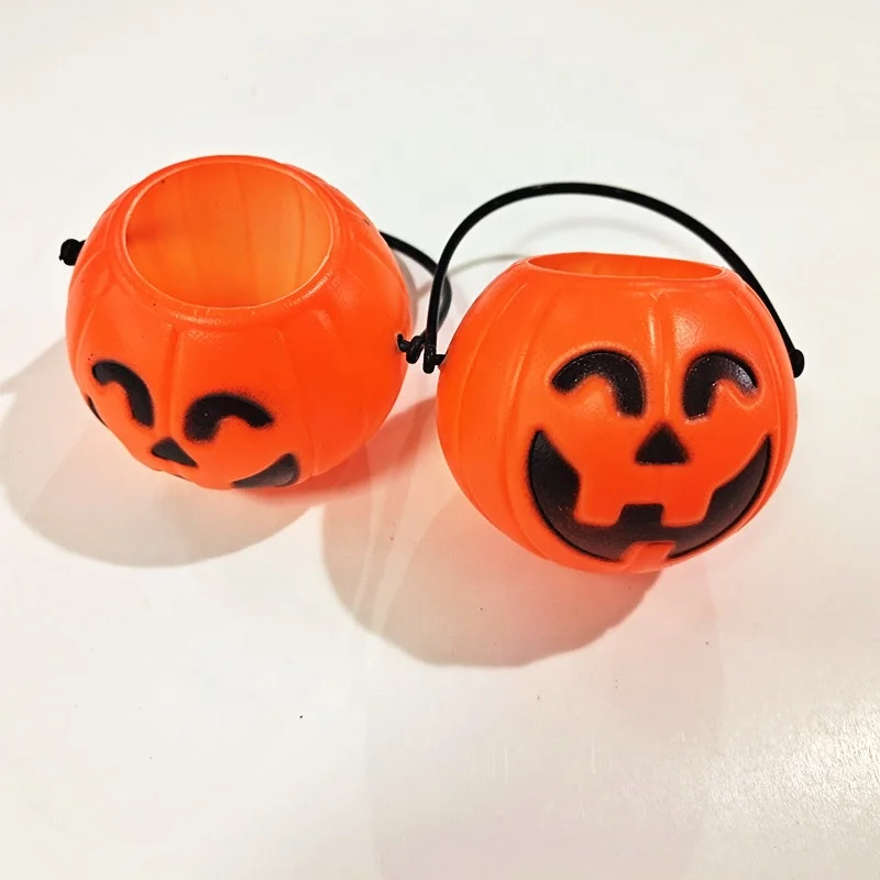 Pafu Halloween Party Favors Mini Plastic Pumpkin Bucket Portable Candy